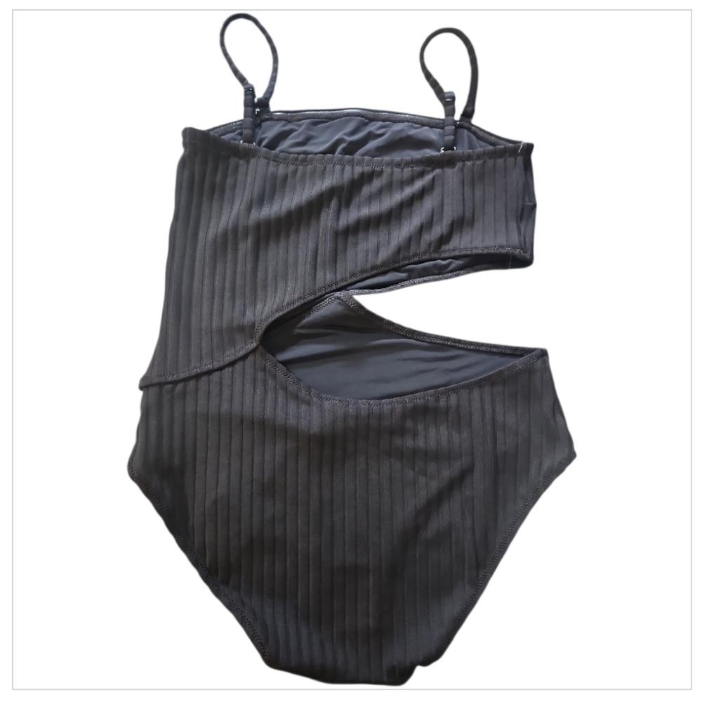 Solid & Striped The Cameron Ribbed Cutout One Piece Swimsuit Black L - Picture 7 of 10